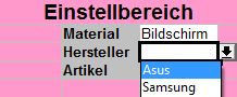 Excel kontextabhängige Auswahl (2/3)
