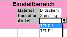 Excel kontextabhängige Auswahl (3/3)