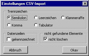 CSVImport Einstellung