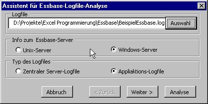 Assistent für die Analyse von Essbaselogfiles 1/4