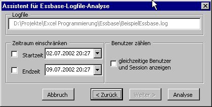 Assistent für die Analyse von Essbaselogfiles 4/4