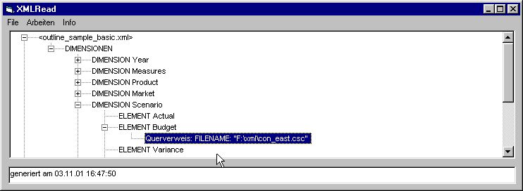 Programm xmlread: Querverweis